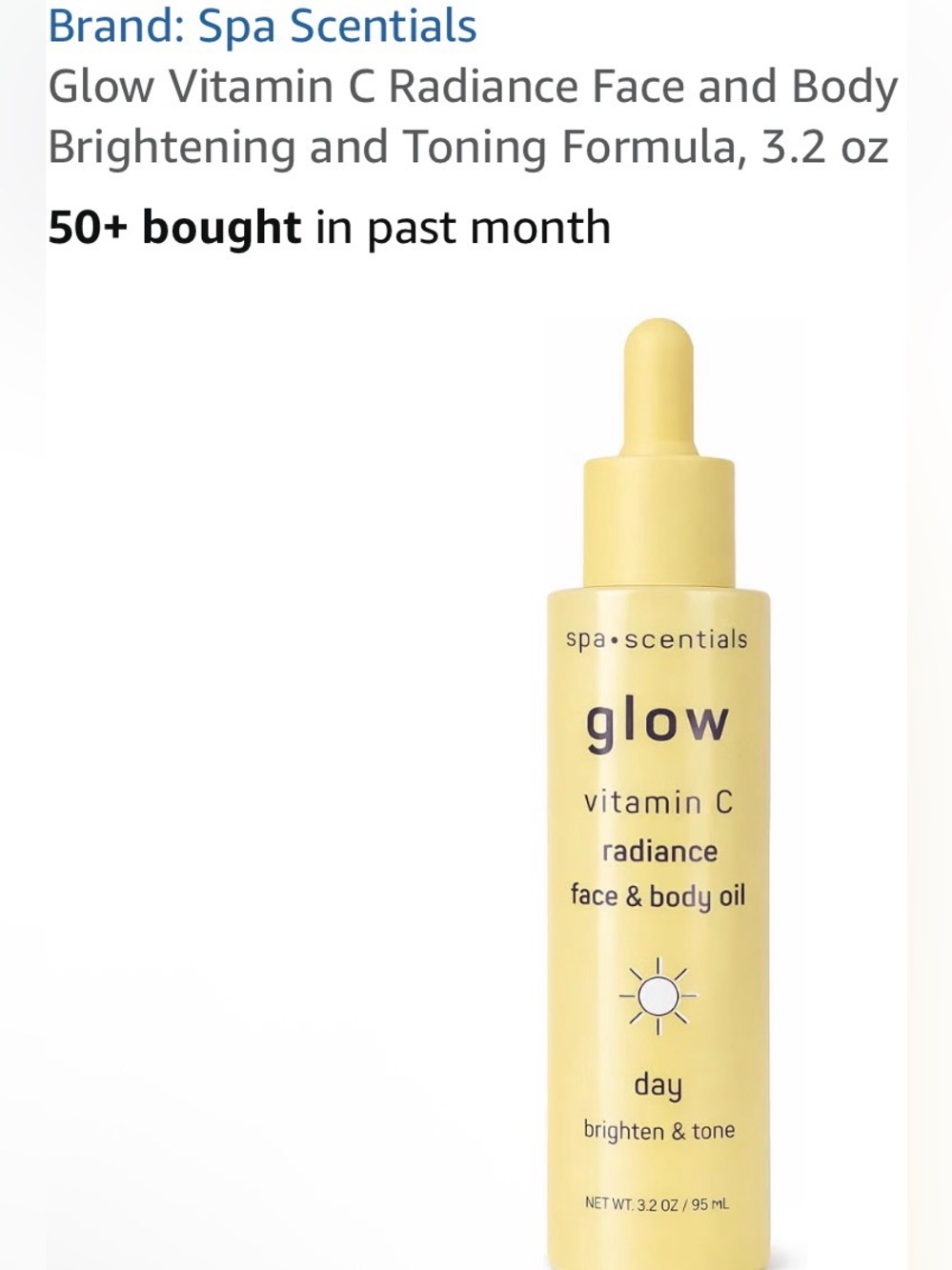 Spa Scentials Glow Vitamin C Radiance Face & Body Oil — 3.2 oz
